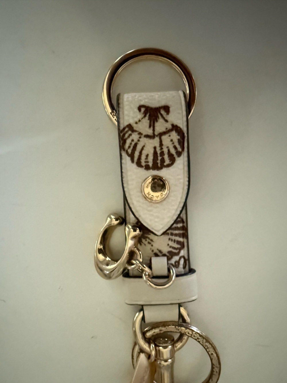 Coach White Seashell Keychain Gold Hardware - Picture 3 of 4